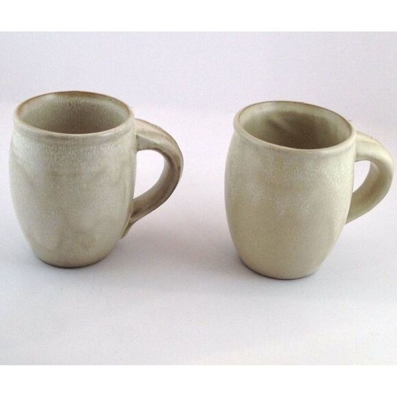 Pottery Mug Cup 4.75" Beige Lot of 2 Ceramic Porcelain Tableware - Picture 5 of 12